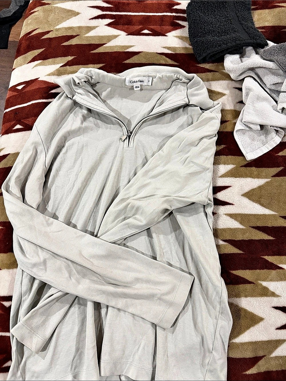 Calvin Klein Gray Quarter-Zip Long Sleeve Top